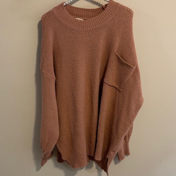 JODIFL Sweaters - Jodifl Oversized Knit Sweater Brown 2X Plus Size Cozy Pullover